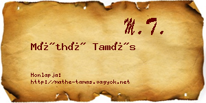 Máthé Tamás névjegykártya